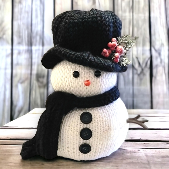 Handcrafted 9" Snowman w/ Top Hat Christmas Decor Winter Holiday Gift Decoration - Picture 11 of 13